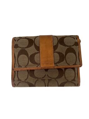Coach Brown Signature Canvas Bifold Wallet Vintage